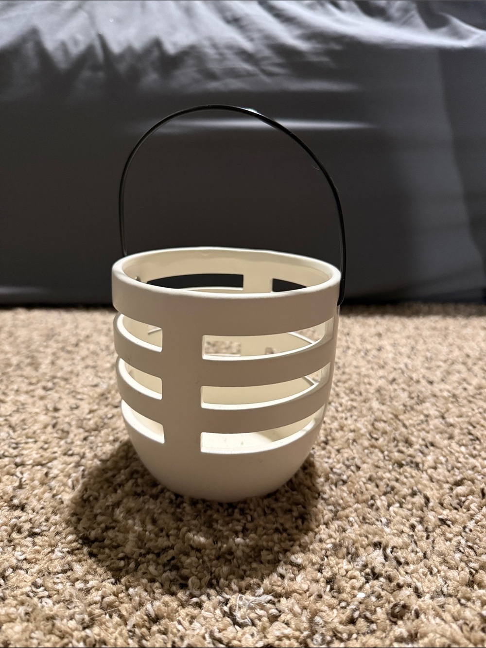 White Decorative Lantern with Black Handle - Home Accents